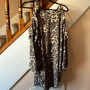 Cold Shoulder Animal Print Plus Size Top